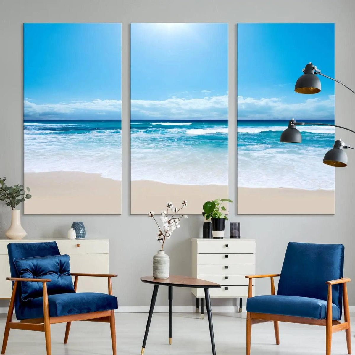 Tranquil Ocean Waves Canvas Wall Art Print – Bright Coastal