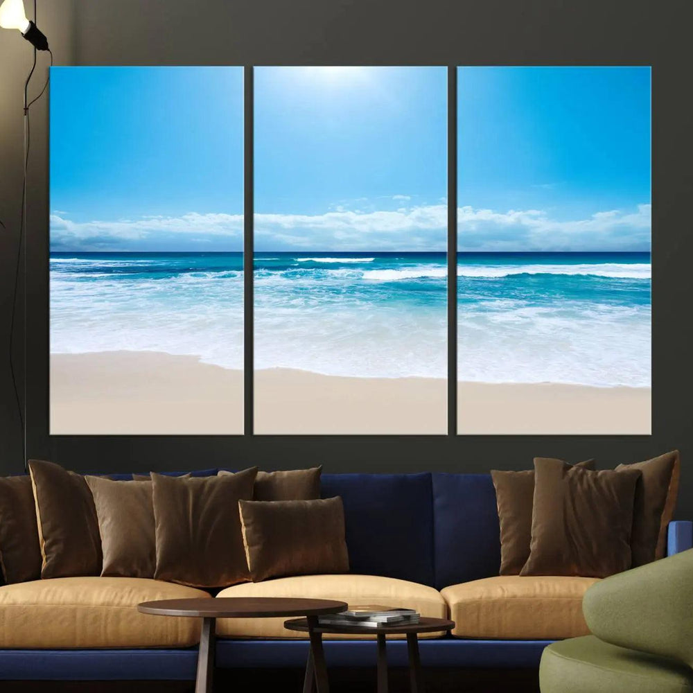Tranquil Ocean Waves Canvas Wall Art Print – Bright Coastal