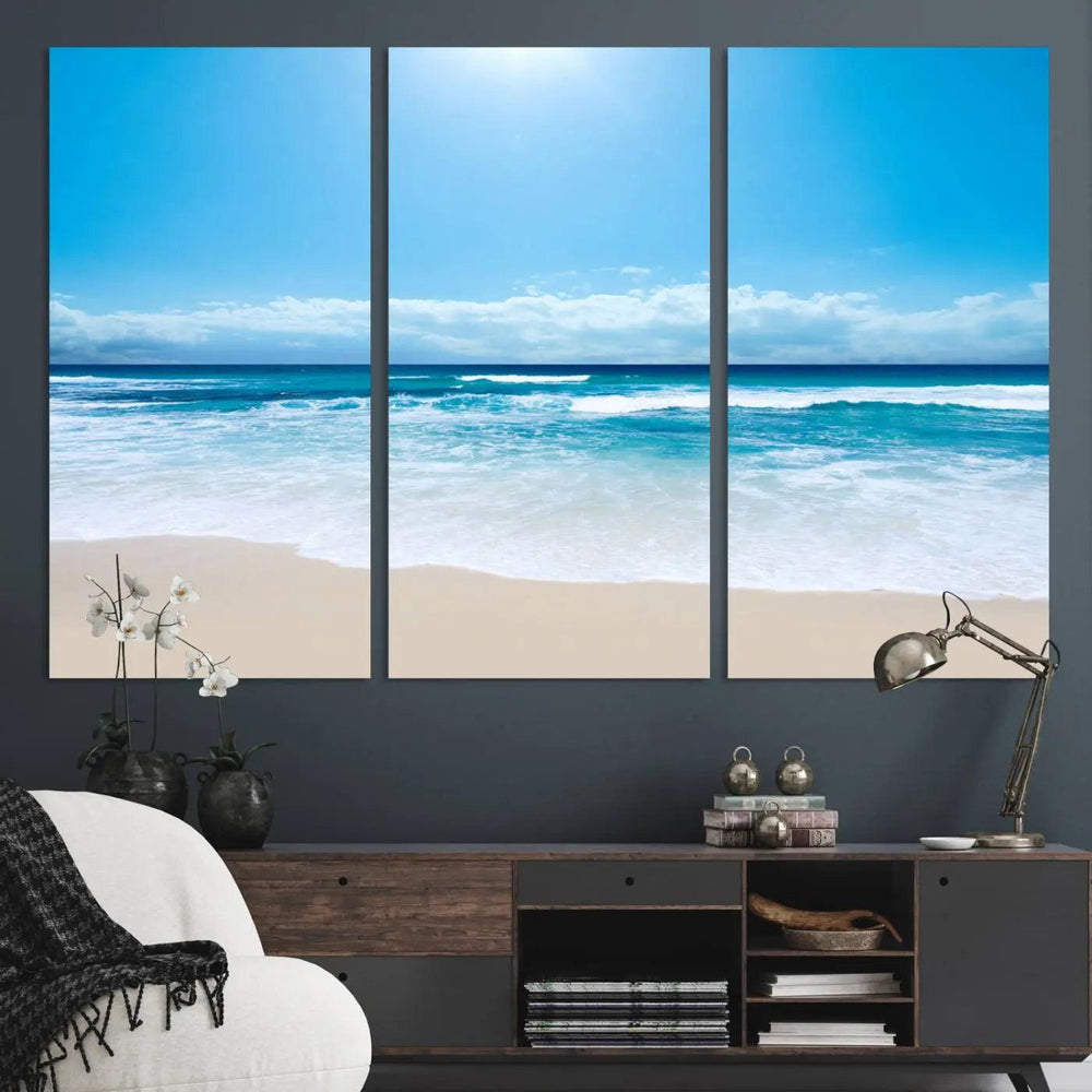 Tranquil Ocean Waves Canvas Wall Art Print – Bright Coastal
