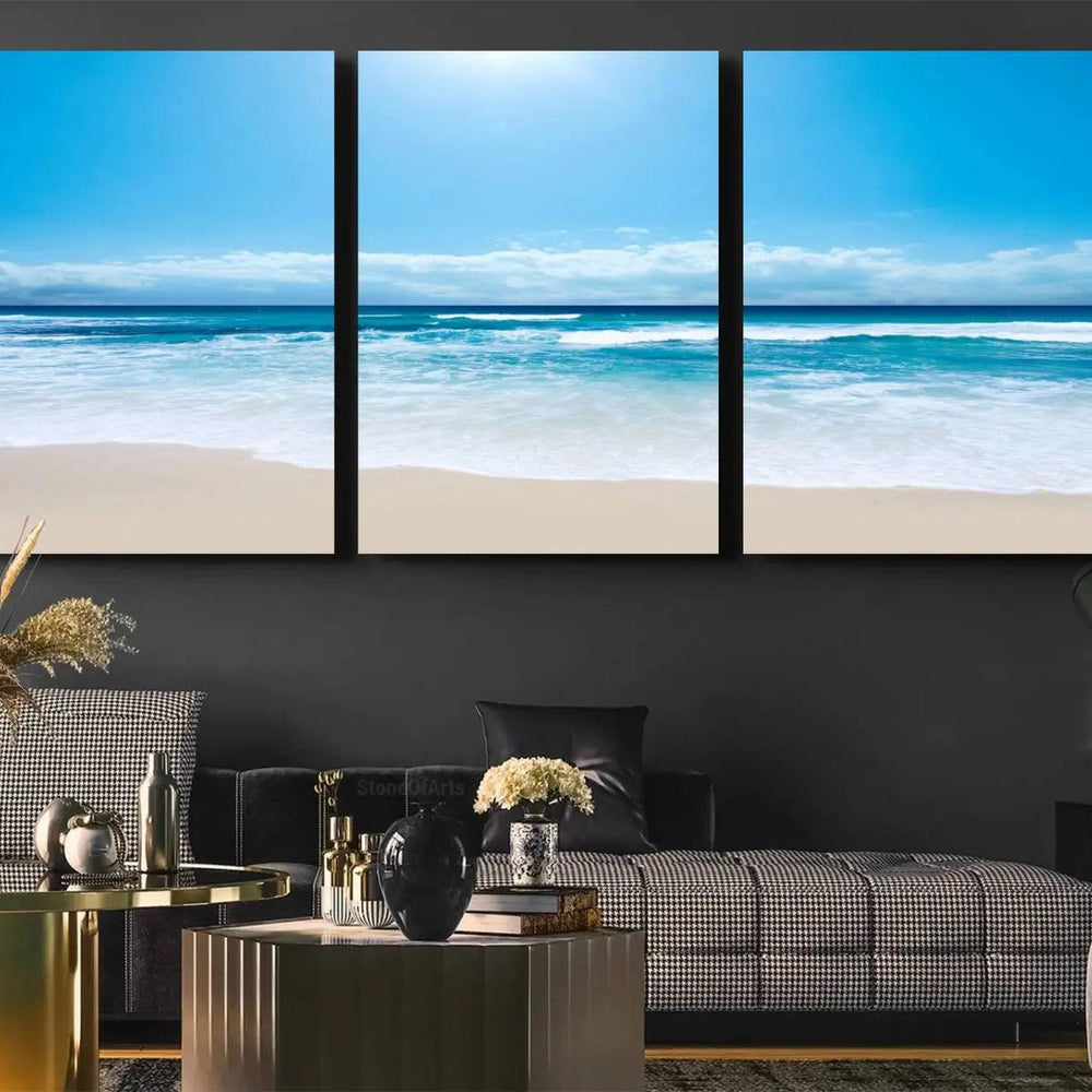 Tranquil Ocean Waves Canvas Wall Art Print – Bright Coastal