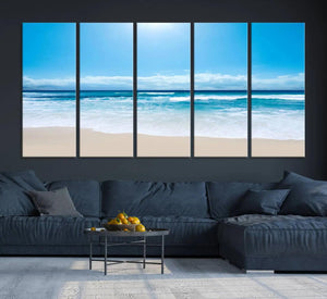 Tranquil Ocean Waves Canvas Wall Art Print – Bright Coastal