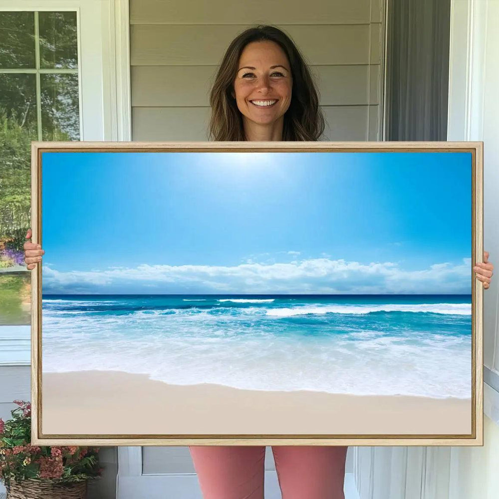 Tranquil Ocean Waves Canvas Wall Art Print – Bright Coastal
