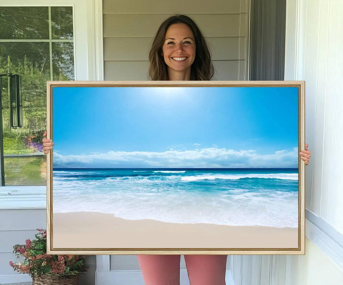 Tranquil Ocean Waves Canvas Wall Art Print – Bright Coastal