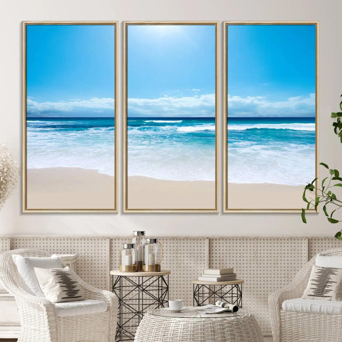 Tranquil Ocean Waves Canvas Wall Art Print – Bright Coastal
