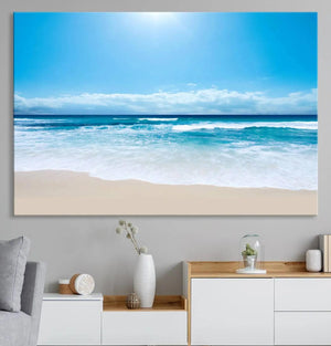 Tranquil Ocean Waves Canvas Wall Art Print – Bright Coastal