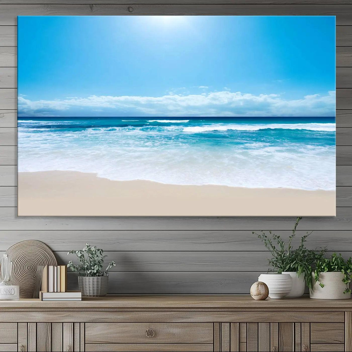 Tranquil Ocean Waves Canvas Wall Art Print – Bright Coastal