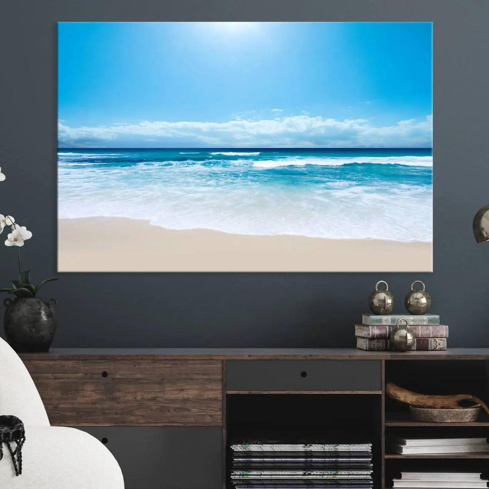 Tranquil Ocean Waves Canvas Wall Art Print – Bright Coastal