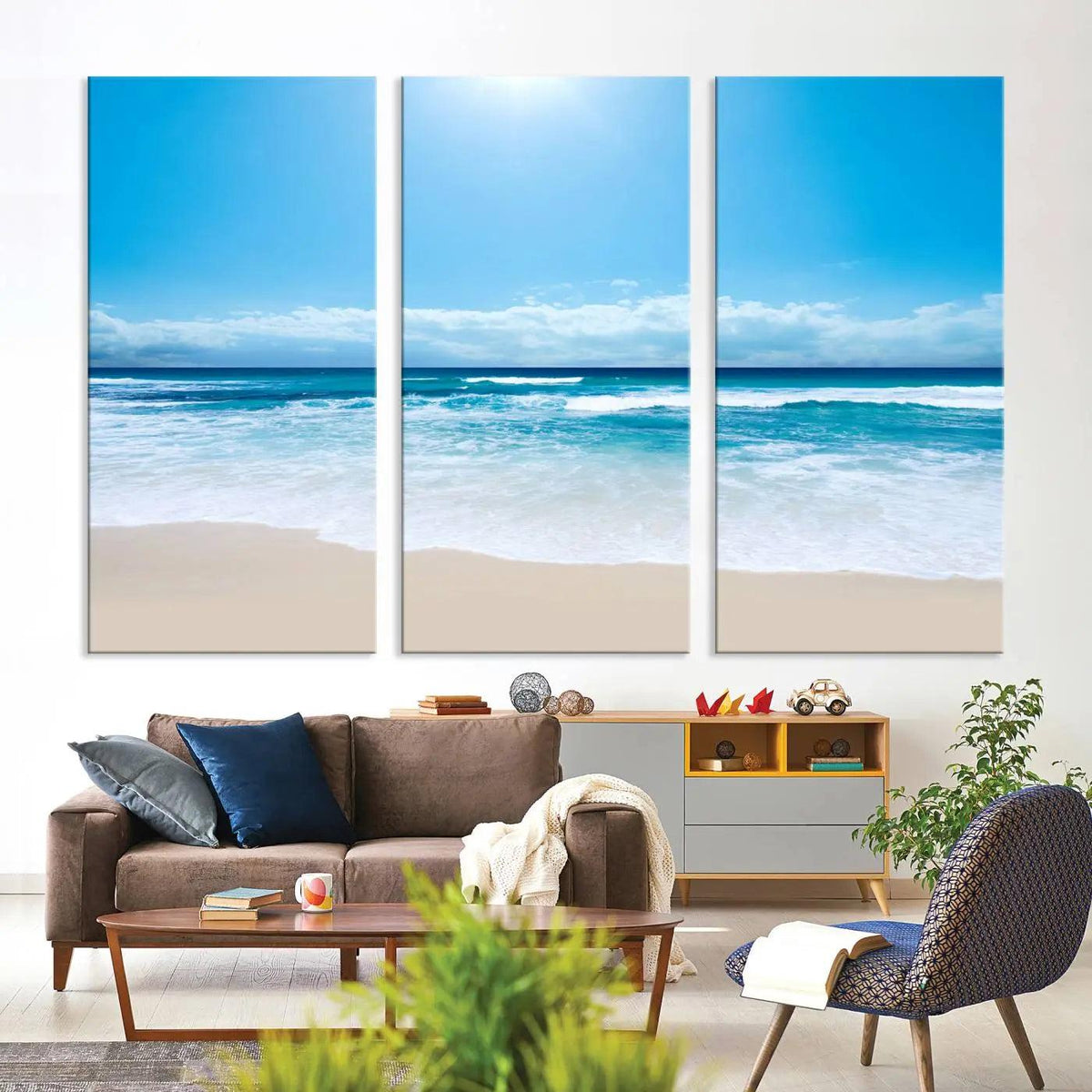 Tranquil Ocean Waves Canvas Wall Art Print – Bright Coastal