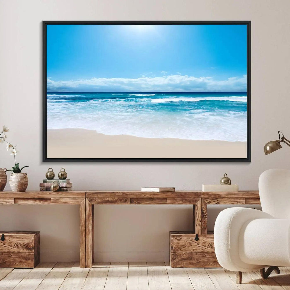 Tranquil Ocean Waves Canvas Wall Art Print – Bright Coastal