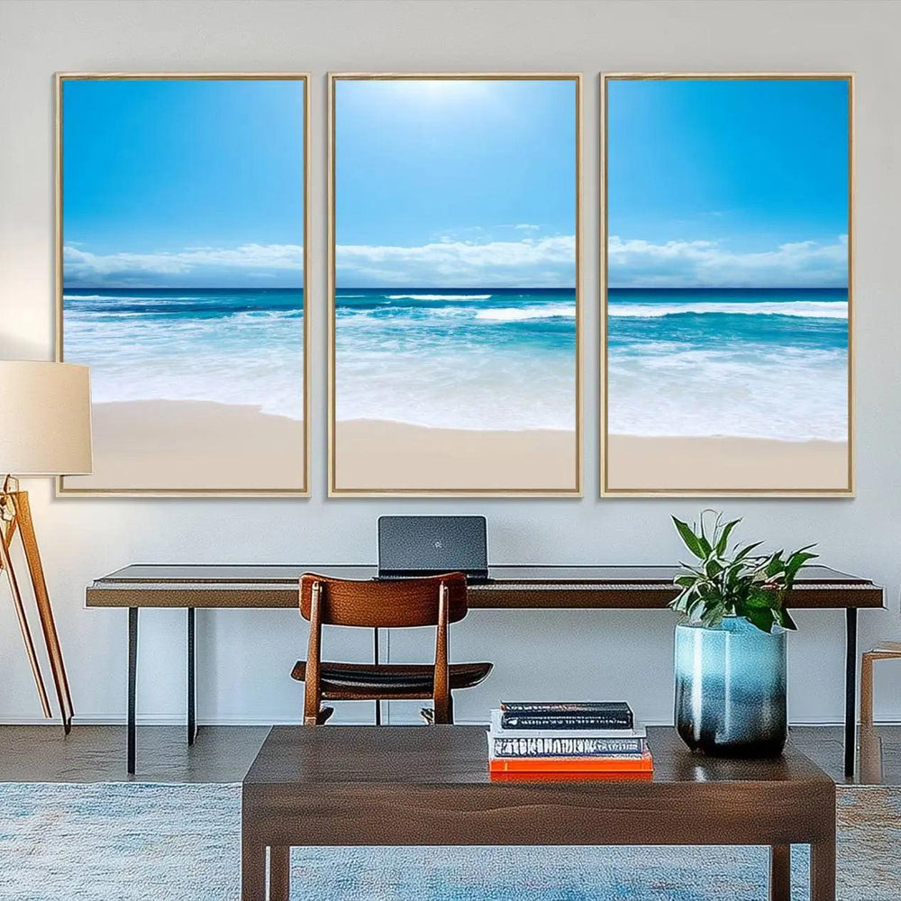 Tranquil Ocean Waves Canvas Wall Art Print – Bright Coastal