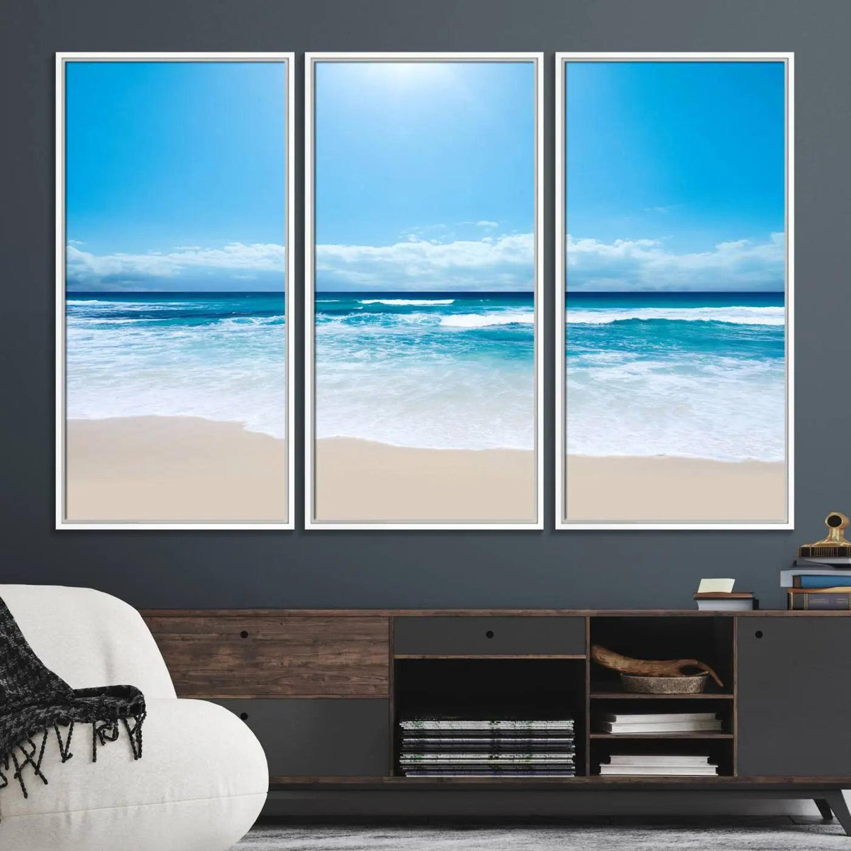 Tranquil Ocean Waves Canvas Wall Art Print – Bright Coastal