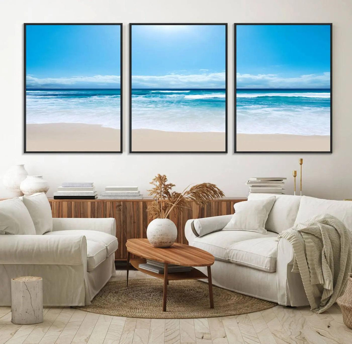Tranquil Ocean Waves Canvas Wall Art Print – Bright Coastal