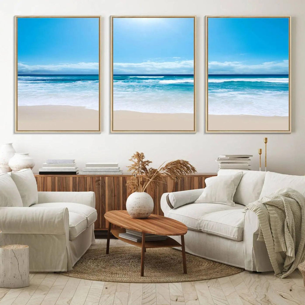 Tranquil Ocean Waves Canvas Wall Art Print – Bright Coastal