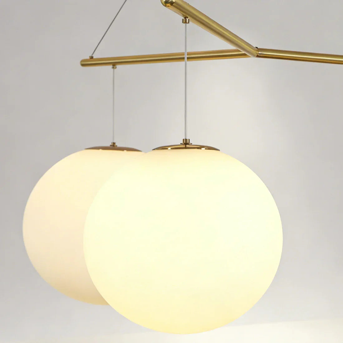 Triple Glass Orb Pendant Light – 3 Globe Gold Linear Chandelier E26/E27