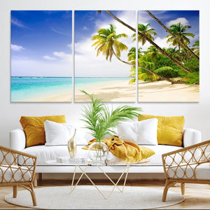 Tropical Beach Canvas Wall Art Print – Palm Trees and White