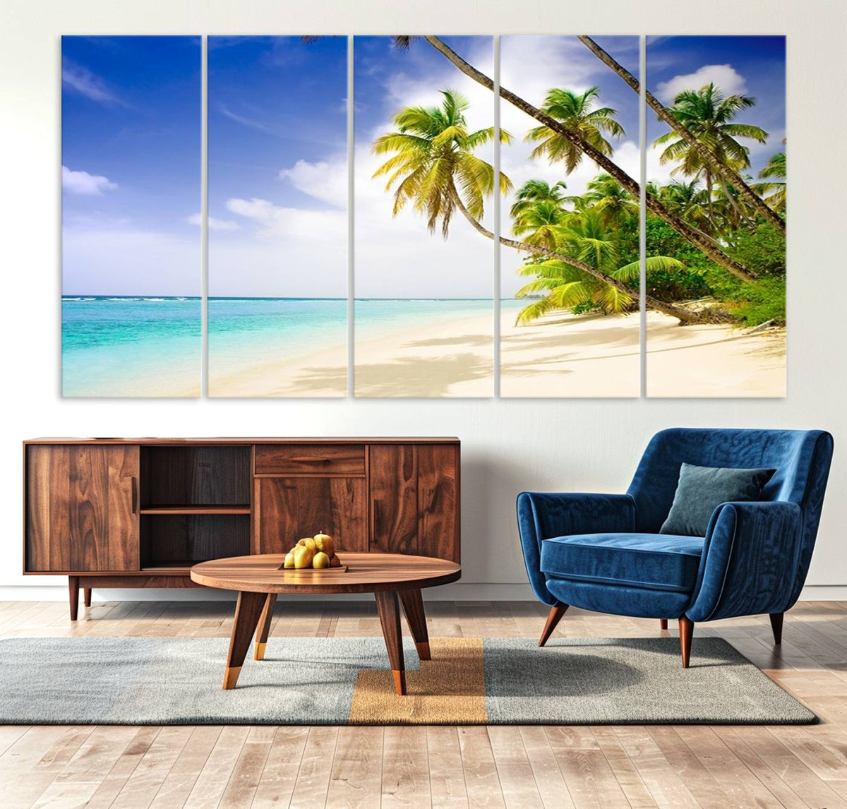 Tropical Beach Canvas Wall Art Print – Palm Trees and White