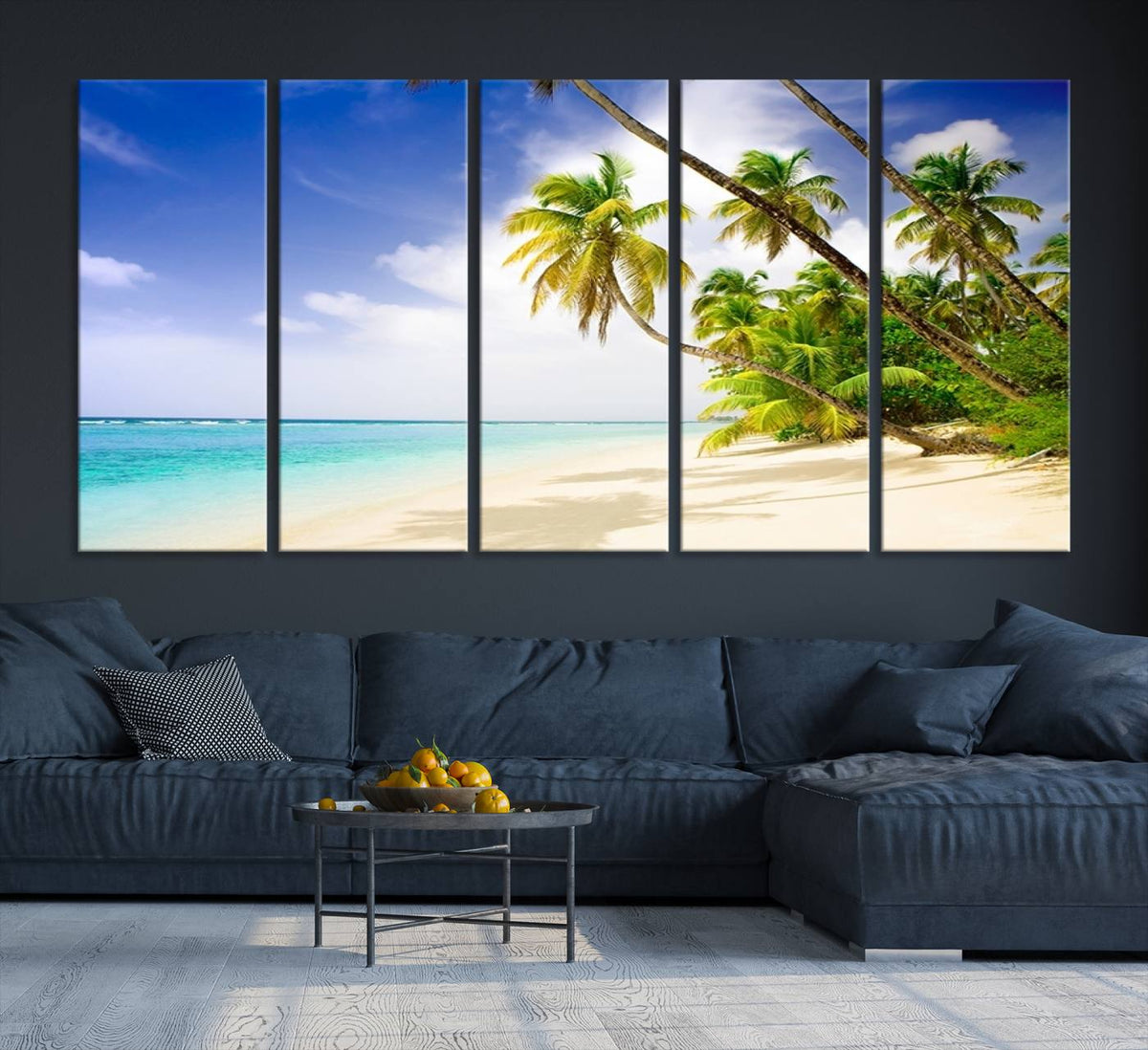 Tropical Beach Canvas Wall Art Print – Palm Trees and White