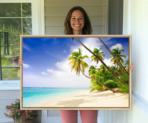 Tropical Beach Canvas Wall Art Print – Palm Trees and White