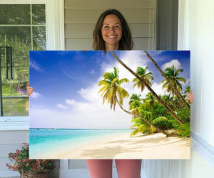 Tropical Beach Canvas Wall Art Print – Palm Trees and White