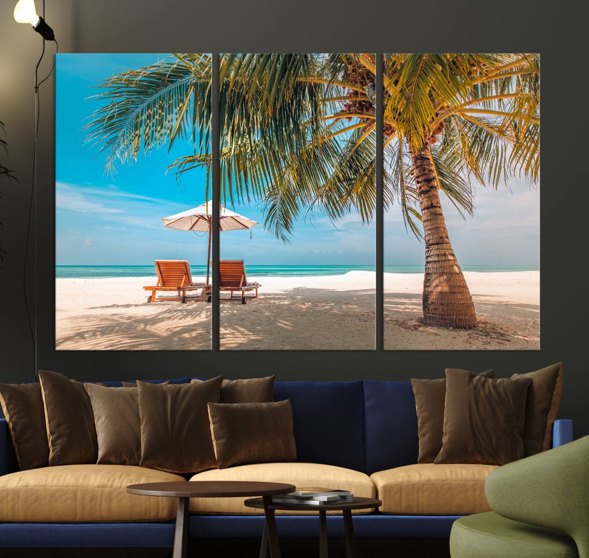 Tropical Beach Wall Art | 3-Panel Large Canvas Print with