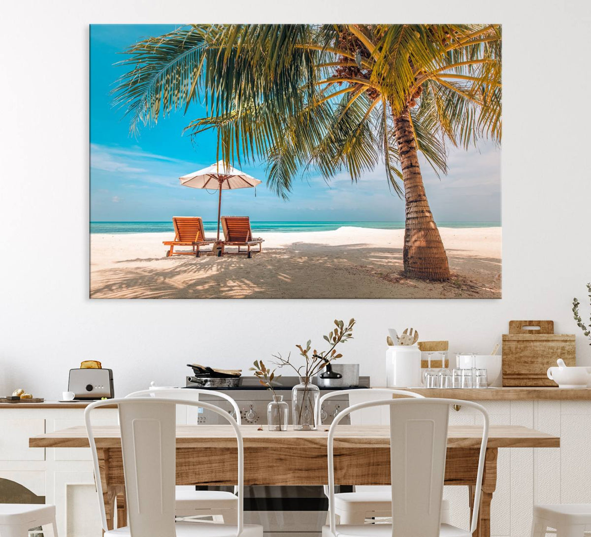 Tropical Beach Wall Art | 3-Panel Large Canvas Print with