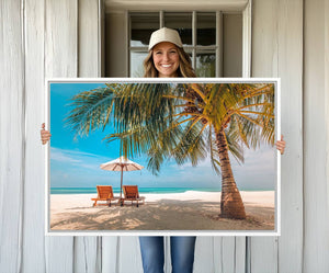 Tropical Beach Wall Art | 3-Panel Large Canvas Print with