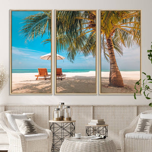 Tropical Beach Wall Art | 3-Panel Large Canvas Print with