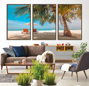 Tropical Beach Wall Art | 3-Panel Large Canvas Print with