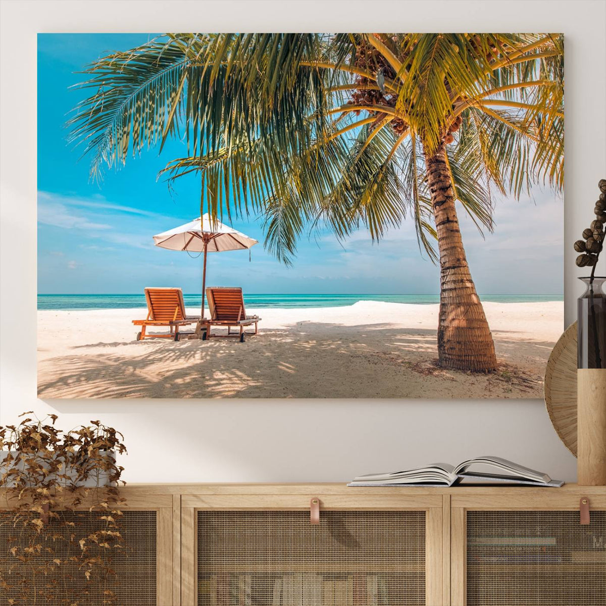 Tropical Beach Wall Art | 3-Panel Large Canvas Print with