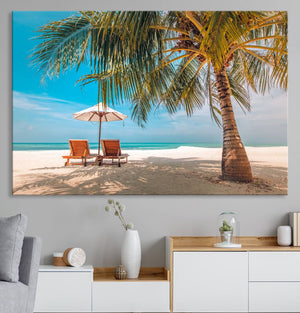 Tropical Beach Wall Art | 3-Panel Large Canvas Print with