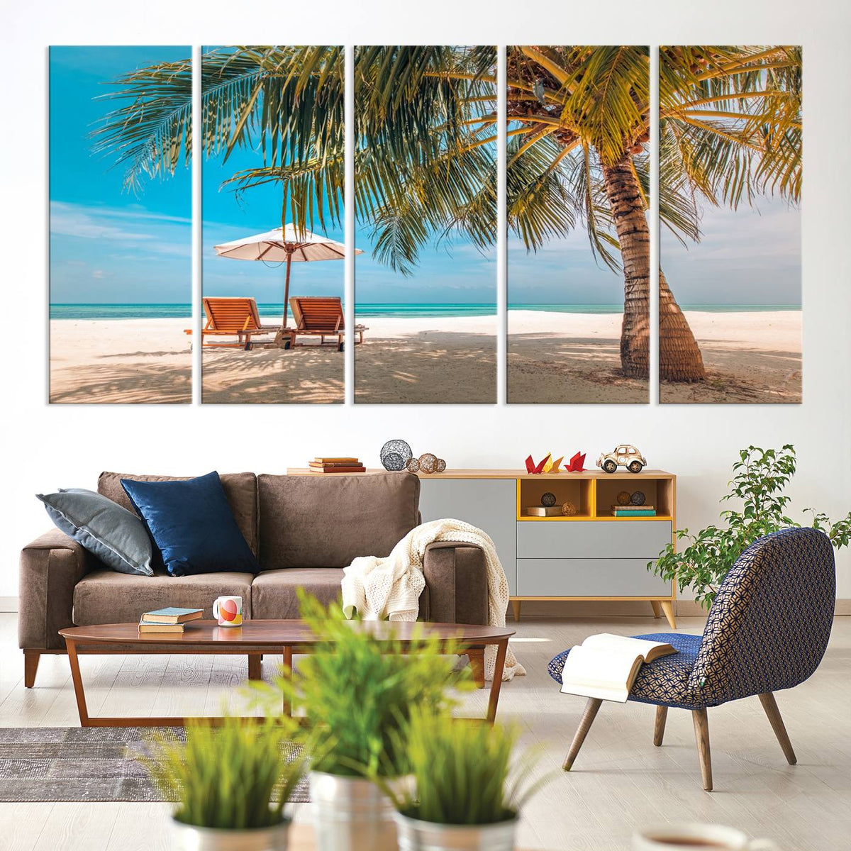 Tropical Beach Wall Art | 3-Panel Large Canvas Print with