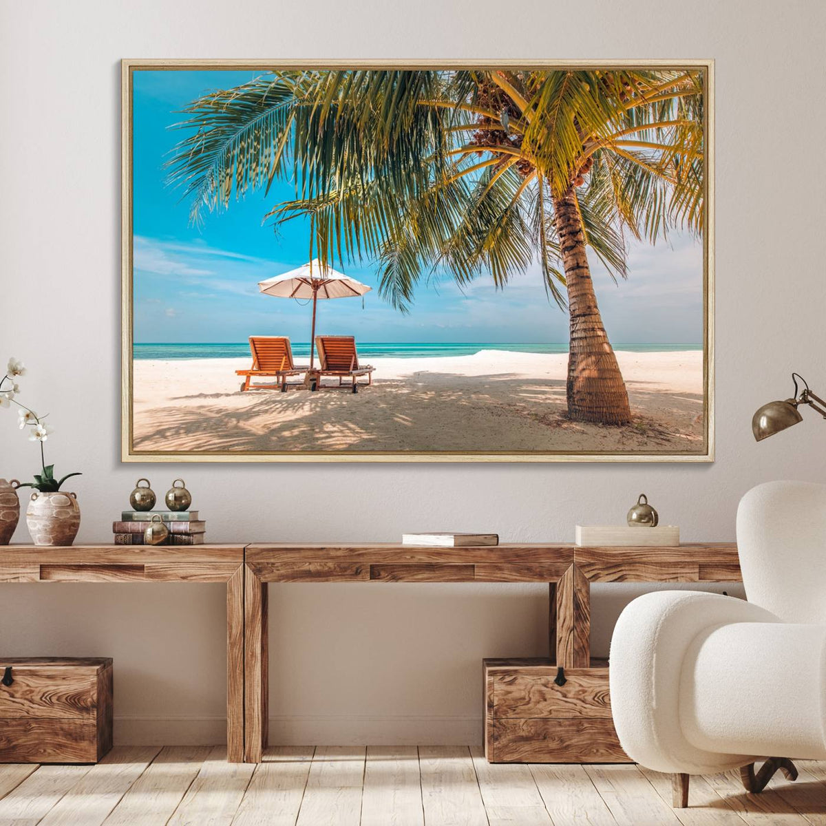 Tropical Beach Wall Art | 3-Panel Large Canvas Print with