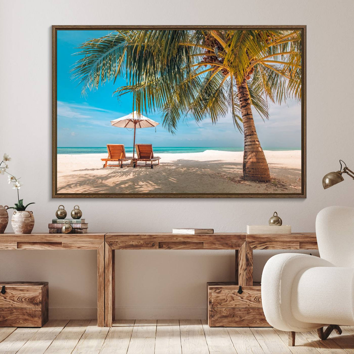 Tropical Beach Wall Art | 3-Panel Large Canvas Print with