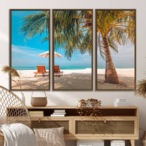 Tropical Beach Wall Art | 3-Panel Large Canvas Print with