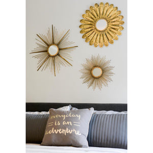 Sunburst Metal Wall Mirror Set of 3