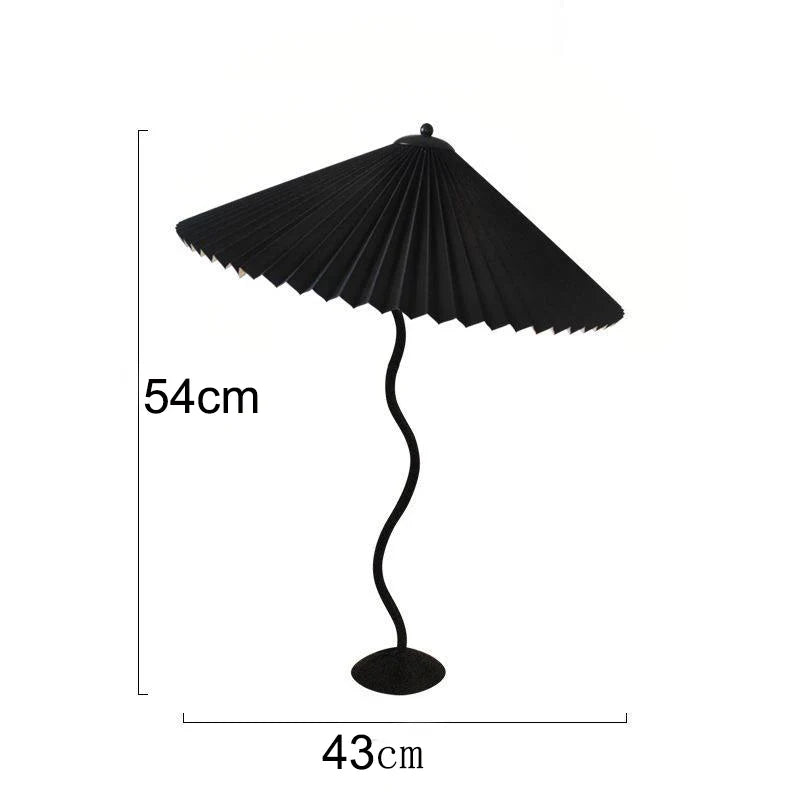 Vintage Pleated Table Lamp Umbrella Squiggle Bedside Night Light Living Room