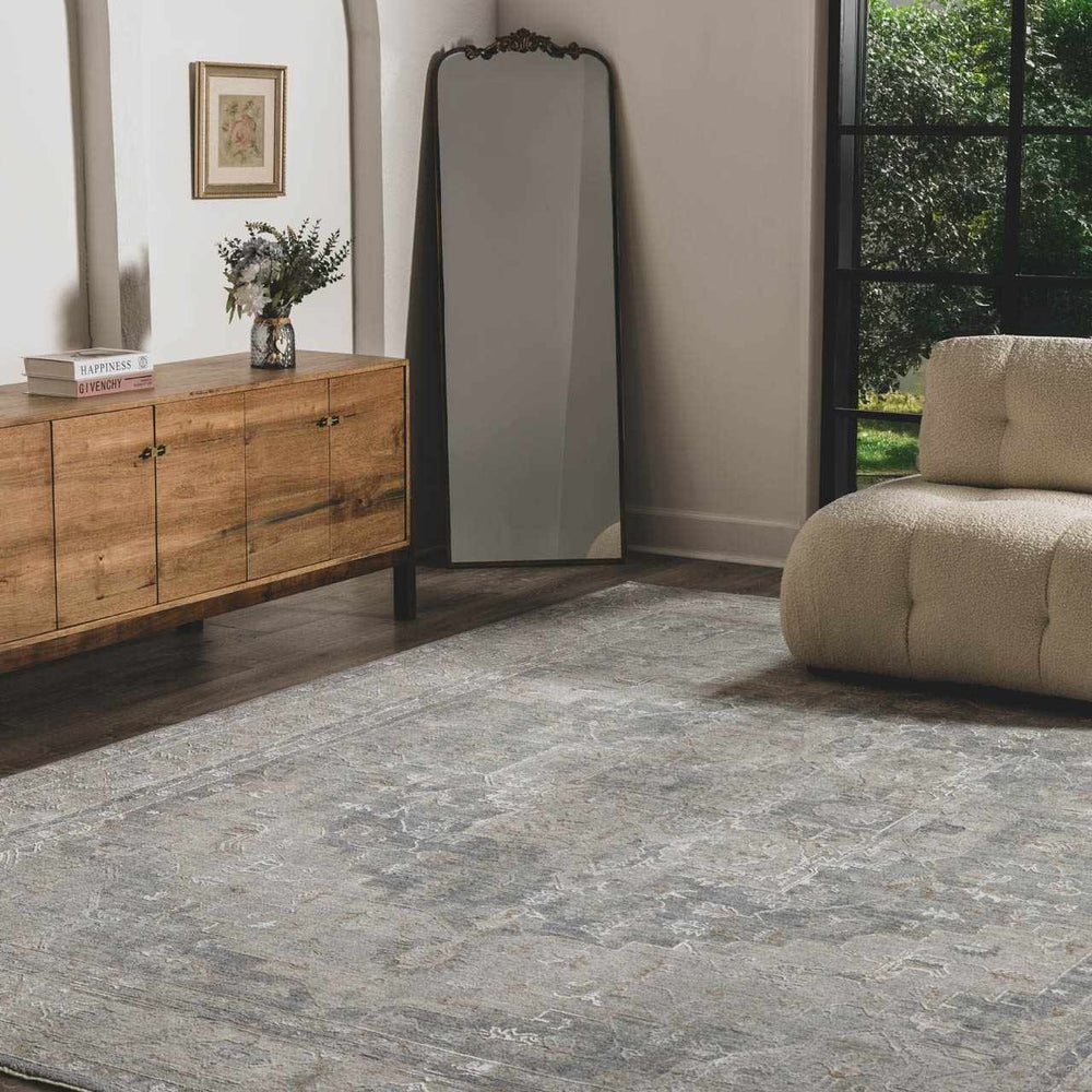 Ulubey Distressed Gray Area Rug