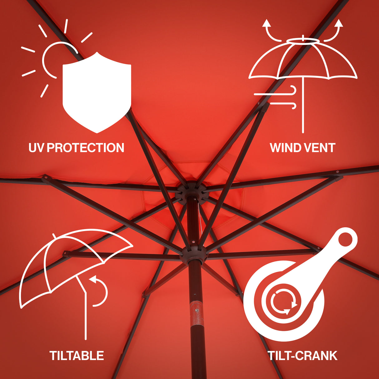 Tracy classic midcentury scalloped fringe market patio umbrella with auto-tilt