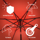 Tracy classic midcentury scalloped fringe market patio umbrella with auto-tilt