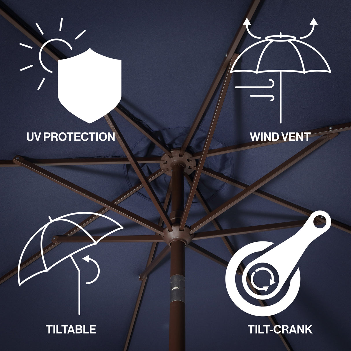 Tracy classic midcentury scalloped fringe market patio umbrella with auto-tilt