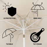 Tracy classic midcentury scalloped fringe market patio umbrella with auto-tilt