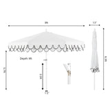 Tracy classic midcentury scalloped fringe market patio umbrella with auto-tilt