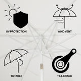 Tracy classic midcentury scalloped fringe market patio umbrella with auto-tilt