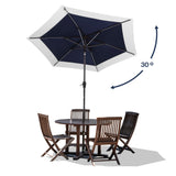 Spencer classic coastal 2-tone solar led market patio umbrella with 12 led strip lights