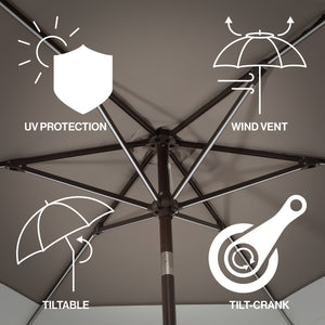 Spencer classic coastal 2-tone solar led market patio umbrella with 12 led strip lights