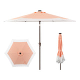 Spencer classic coastal 2-tone solar led market patio umbrella with 12 led strip lights