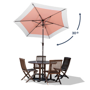 Spencer classic coastal 2-tone solar led market patio umbrella with 12 led strip lights