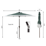 Spencer classic coastal 2-tone solar led market patio umbrella with 12 led strip lights