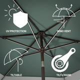 Spencer classic coastal 2-tone solar led market patio umbrella with 12 led strip lights