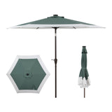 Spencer classic coastal 2-tone solar led market patio umbrella with 12 led strip lights